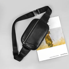Men's Leather Fanny Pack Belt Bag for Running Hiking Lightweight Messenger Bag