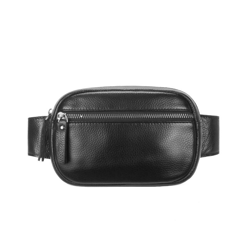 Men's Leather Fanny Pack Belt Bag for Running Hiking Lightweight Messenger Bag