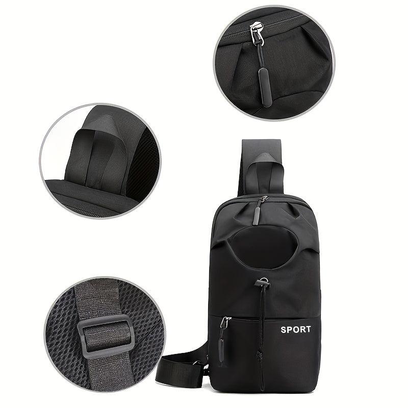 Men's Oxford Crossbody Bag With Water Bottle Pocket for Outdoor Sports