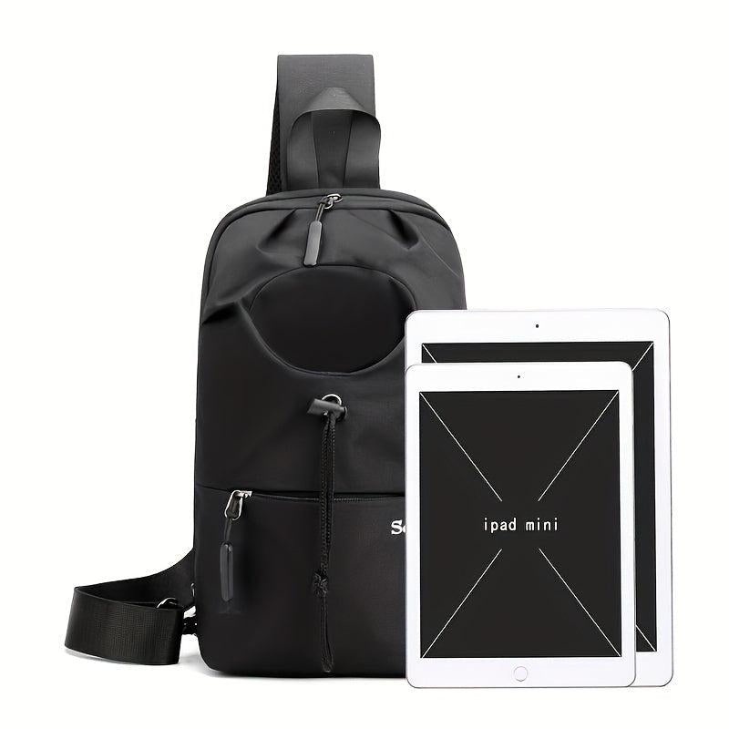 Men's Oxford Crossbody Bag With Water Bottle Pocket for Outdoor Sports
