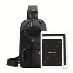 Men's Oxford Crossbody Bag With Water Bottle Pocket for Outdoor Sports