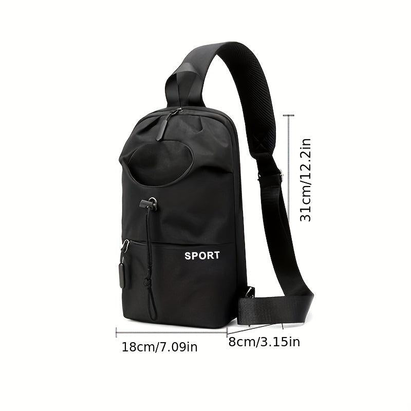 Men's Oxford Crossbody Bag With Water Bottle Pocket for Outdoor Sports