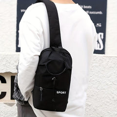 Men's Oxford Crossbody Bag With Water Bottle Pocket for Outdoor Sports