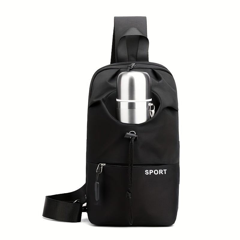 Men's Oxford Crossbody Bag With Water Bottle Pocket for Outdoor Sports