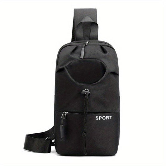 Men's Oxford Crossbody Bag With Water Bottle Pocket for Outdoor Sports