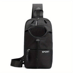 Men's Oxford Crossbody Bag With Water Bottle Pocket for Outdoor Sports