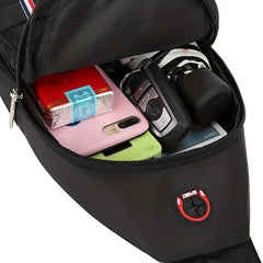 Men's Oxford Crossbody Chest Bag Travel Sport Camping Phone Charging Sling Bag