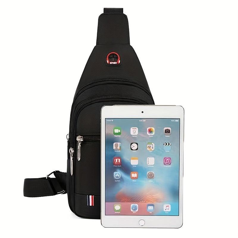 Men's Oxford Crossbody Chest Bag Travel Sport Camping Phone Charging Sling Bag