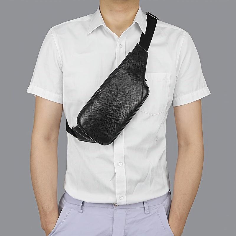 Small Leather Sling Messenger Bag Chest Bag Lightweight Backpack