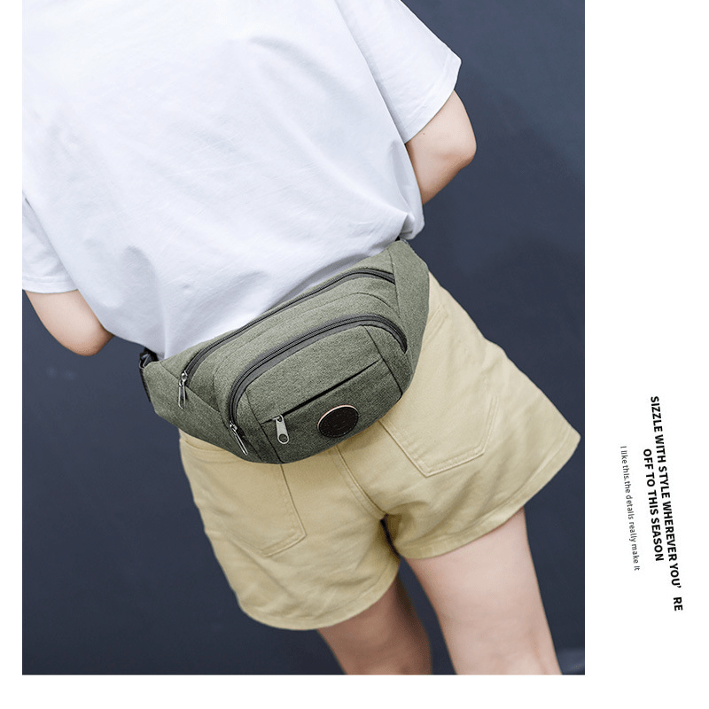 Canvas Sports Waist Bag with Large Capacity Storage