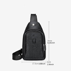 Men's Crocodile Pattern Chest Bag with Earphone Hole