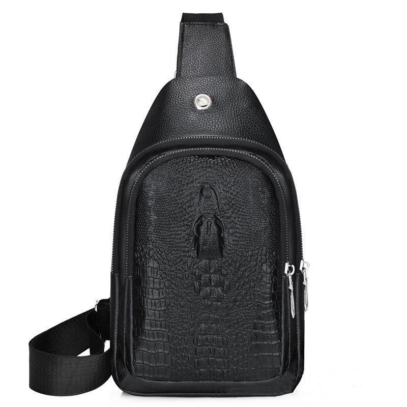Men's Crocodile Pattern Chest Bag with Earphone Hole