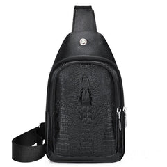 Men's Crocodile Pattern Chest Bag with Earphone Hole