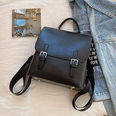 Stylish Flap Rucksack Women's School Bag, Lightweight Backpack with Buckle Decor