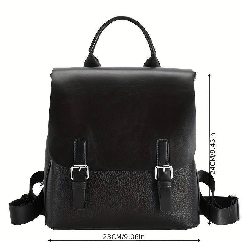 Stylish Flap Rucksack Women's School Bag, Lightweight Backpack with Buckle Decor