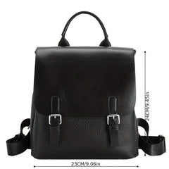 Stylish Flap Rucksack Women's School Bag, Lightweight Backpack with Buckle Decor
