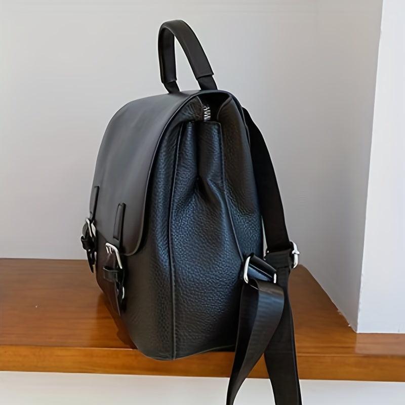 Stylish Flap Rucksack Women's School Bag, Lightweight Backpack with Buckle Decor
