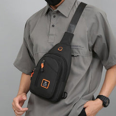 Men's Crossbody Bag with Earphone Hole Multifunctional Shoulder Bag