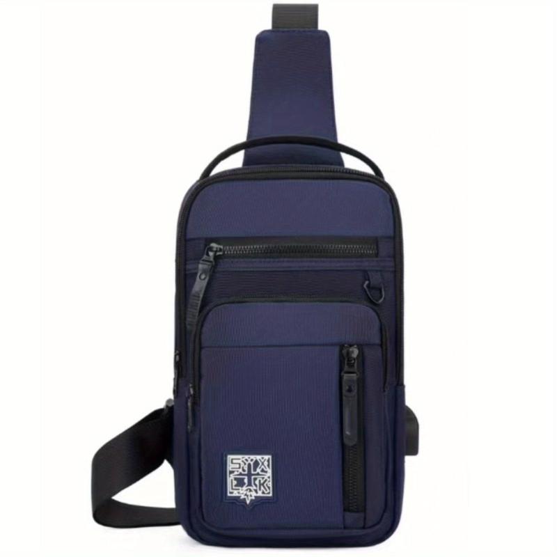 Men's Casual Chest Bag With USB Charging Port Phone Bag for Outdoor Sports