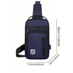 Men's Casual Chest Bag With USB Charging Port Phone Bag for Outdoor Sports