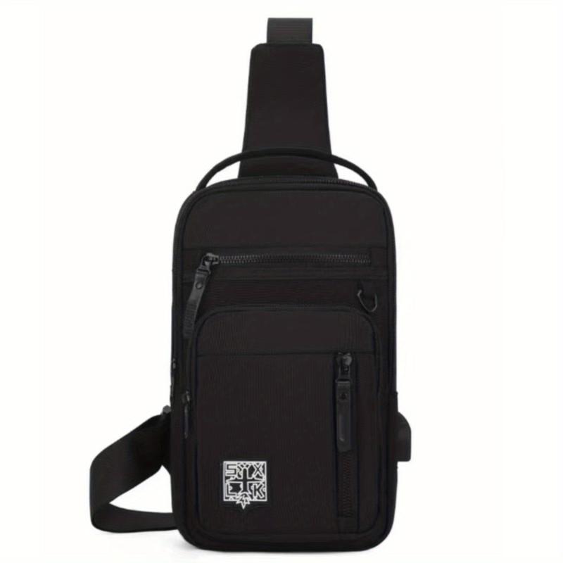 Men's Casual Chest Bag With USB Charging Port Phone Bag for Outdoor Sports