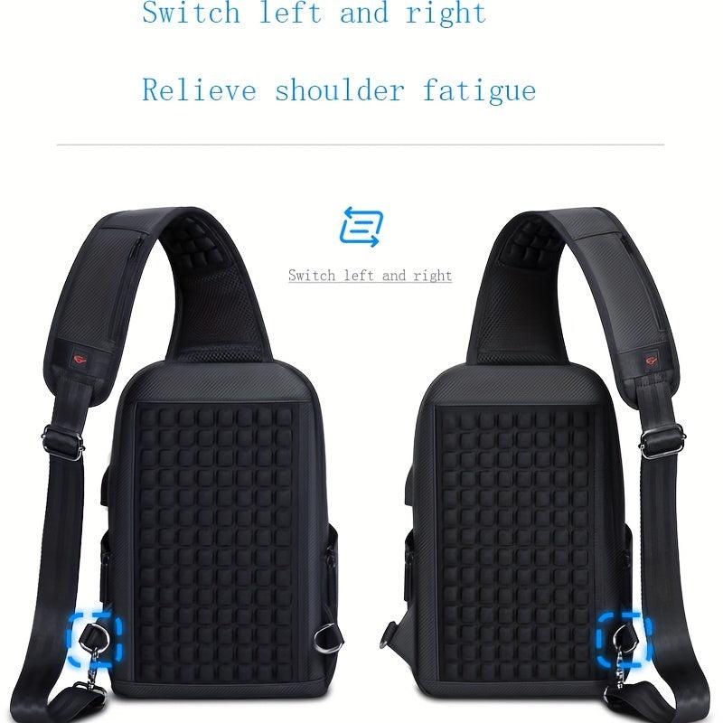 Men's Crossbody Bag With USB Charging Port Sling Bag Waterproof