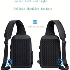 Men's Crossbody Bag With USB Charging Port Sling Bag Waterproof