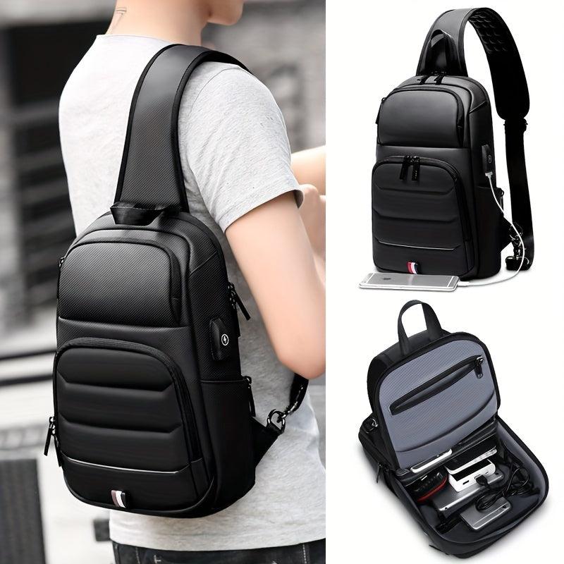 Men's Crossbody Bag With USB Charging Port Sling Bag Waterproof