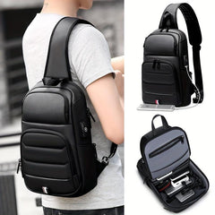 Men's Crossbody Bag With USB Charging Port Sling Bag Waterproof