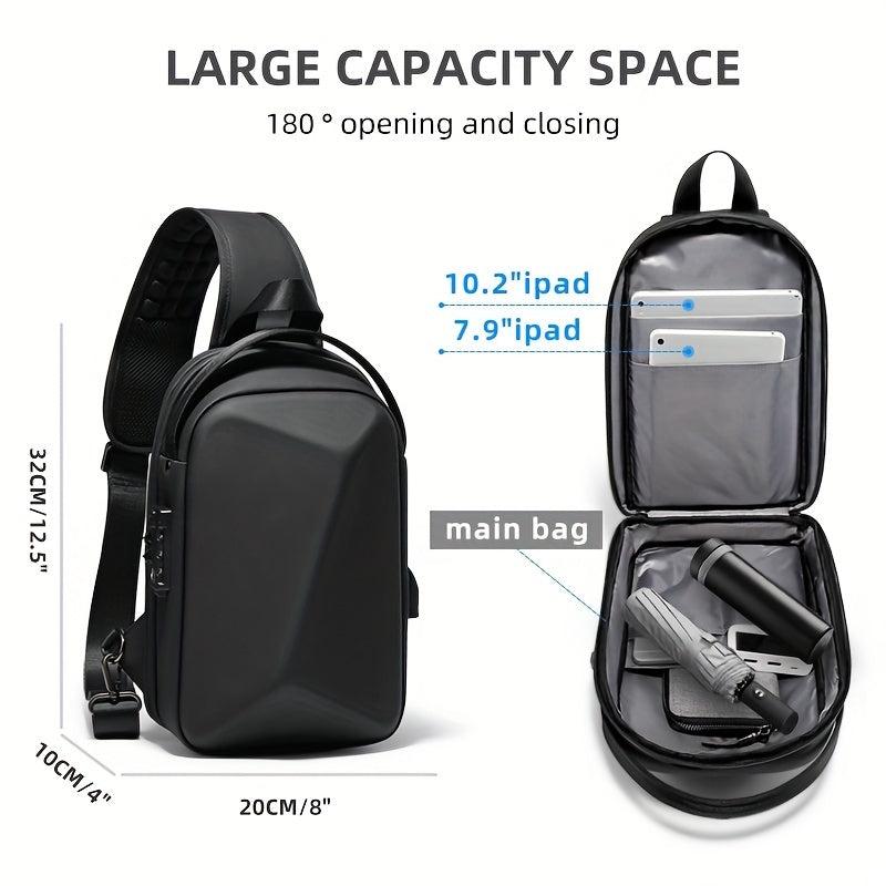 Men's Casual Chest Bag USB Charging Office Tablet Chest Bag