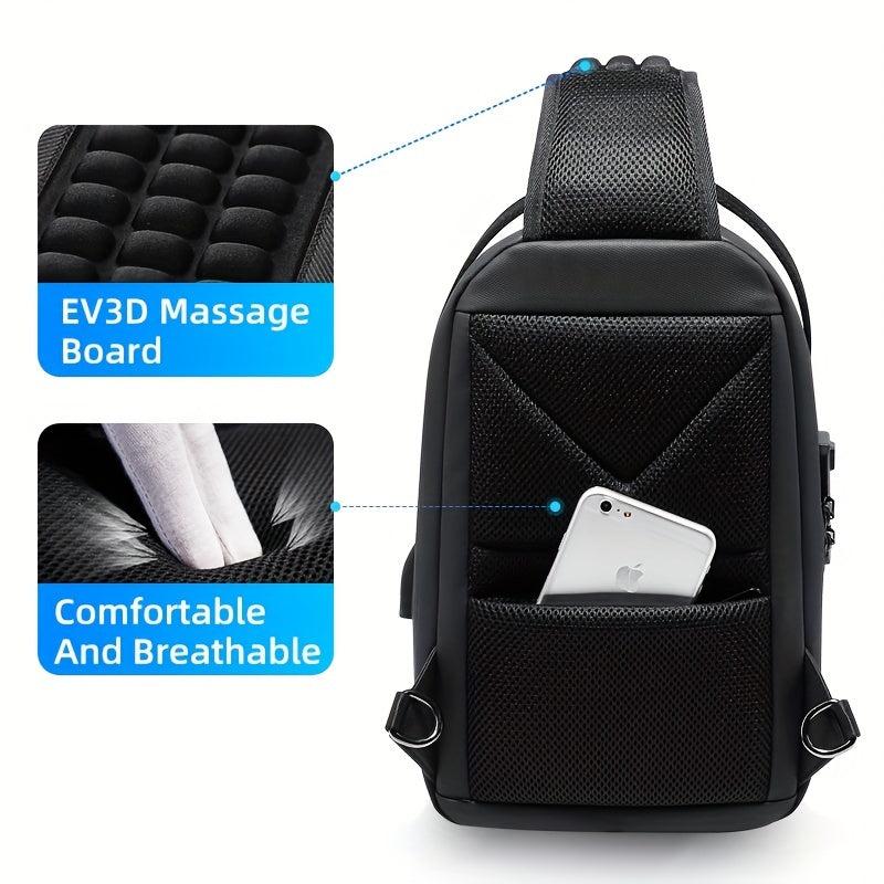 Men's Casual Chest Bag USB Charging Office Tablet Chest Bag