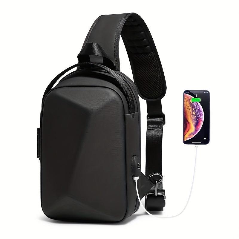 Men's Casual Chest Bag USB Charging Office Tablet Chest Bag
