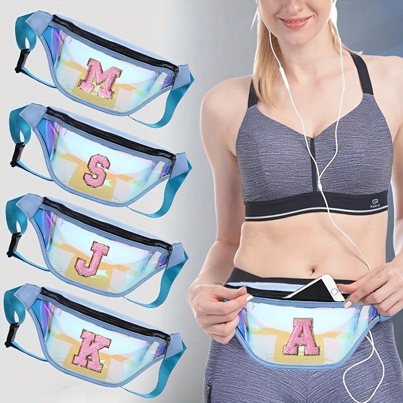 Women's Laser Fanny Bag with Initial Chenille Letter Patch - Adjustable Strap