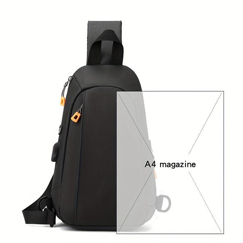 Men's Crossbody Bag With Earphone Hole And USB Charging Port