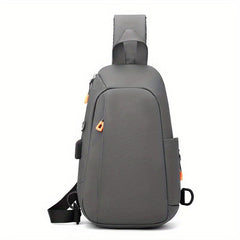 Men's Crossbody Bag With Earphone Hole And USB Charging Port