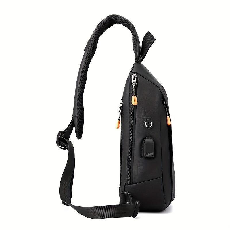 Men's Crossbody Bag With Earphone Hole And USB Charging Port
