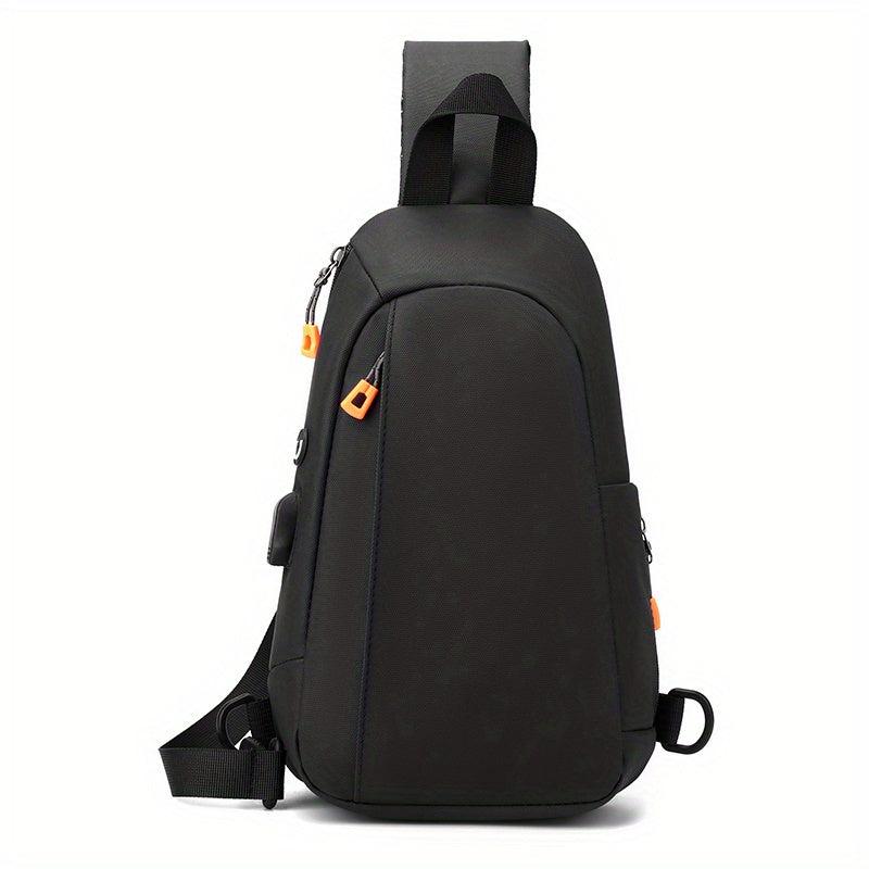Men's Crossbody Bag With Earphone Hole And USB Charging Port