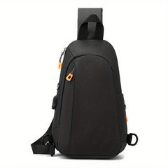 Men's Crossbody Bag With Earphone Hole And USB Charging Port