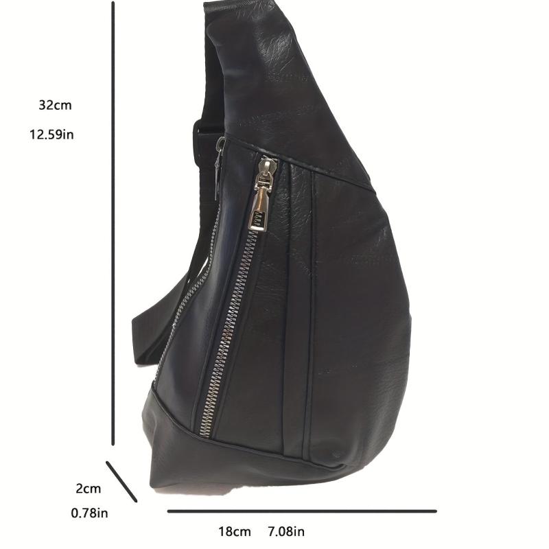 Men's Retro PU Crossbody Chest Bag for Outdoor Sports Travel