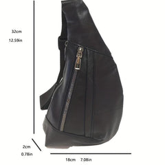 Men's Retro PU Crossbody Chest Bag for Outdoor Sports Travel