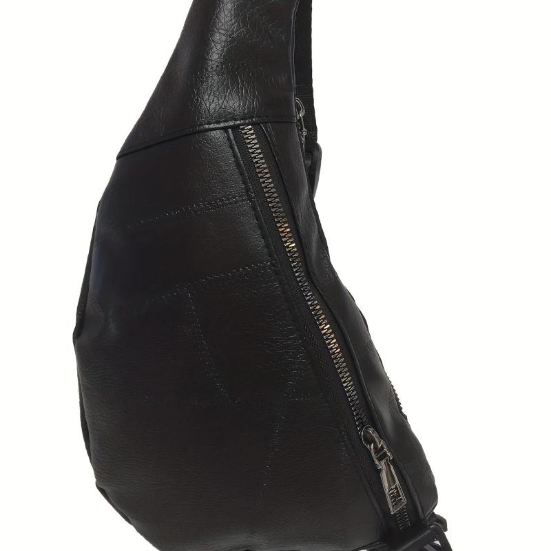 Men's Retro PU Crossbody Chest Bag for Outdoor Sports Travel