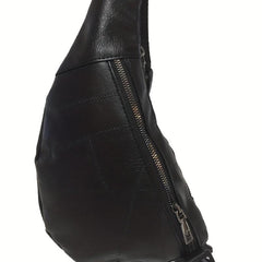 Men's Retro PU Crossbody Chest Bag for Outdoor Sports Travel