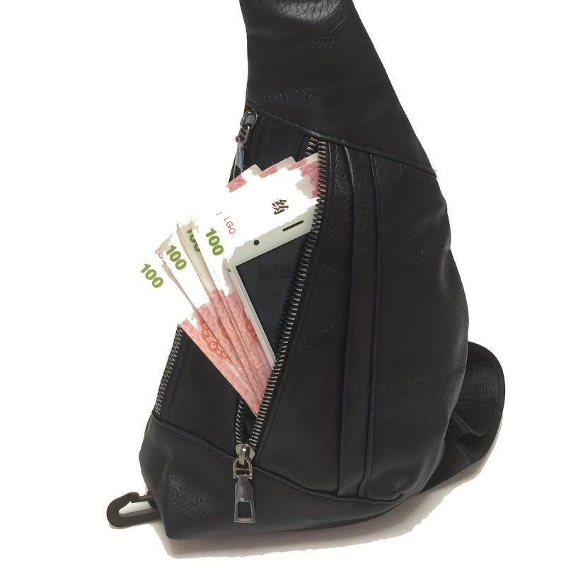 Men's Retro PU Crossbody Chest Bag for Outdoor Sports Travel