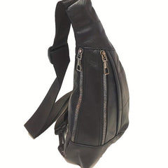 Men's Retro PU Crossbody Chest Bag for Outdoor Sports Travel