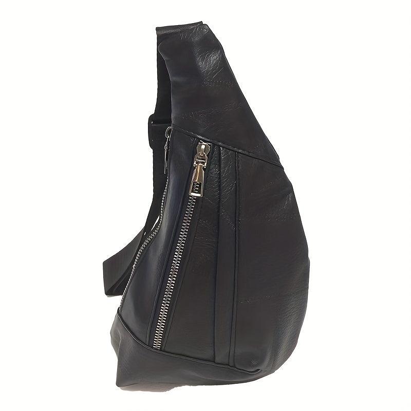 Men's Retro PU Crossbody Chest Bag for Outdoor Sports Travel
