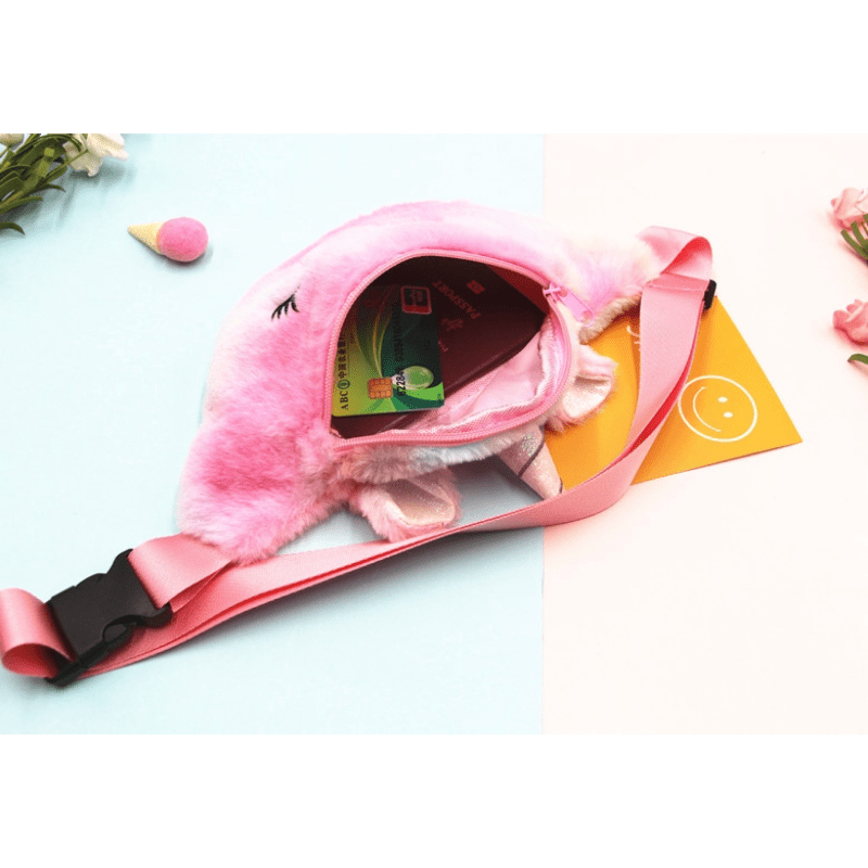 Unicorn Waist Bag Plush Girls Fanny Bag Rainbow Crossbody Bag