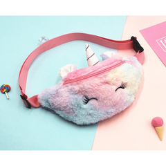 Unicorn Waist Bag Plush Girls Fanny Bag Rainbow Crossbody Bag
