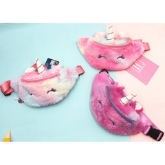 Unicorn Waist Bag Plush Girls Fanny Bag Rainbow Crossbody Bag
