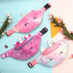 Unicorn Waist Bag Plush Girls Fanny Bag Rainbow Crossbody Bag