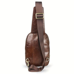 Men's Leather Vintage Crossbody Bag Multifunction Diagonal Shoulder Bag